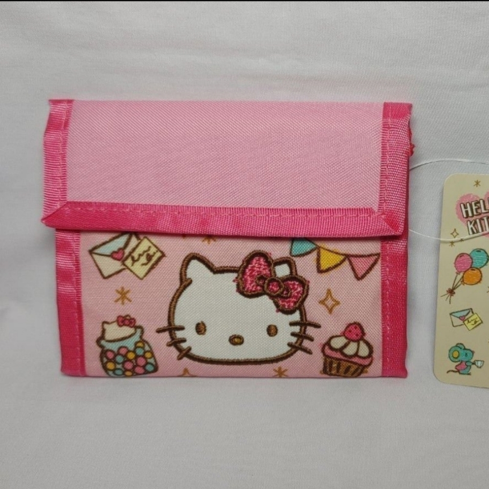 Sanrio Hello Kitty Pink Tri-Fold Coin/ Bill Wallet Features Candy And Cupcakes